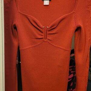 VENUS Burnt Orange Ribbed Top